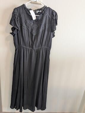 Baltic Born Women's XL NWT Black Long Maxi Dress Crochet Whimsygoth Fairy Grunge